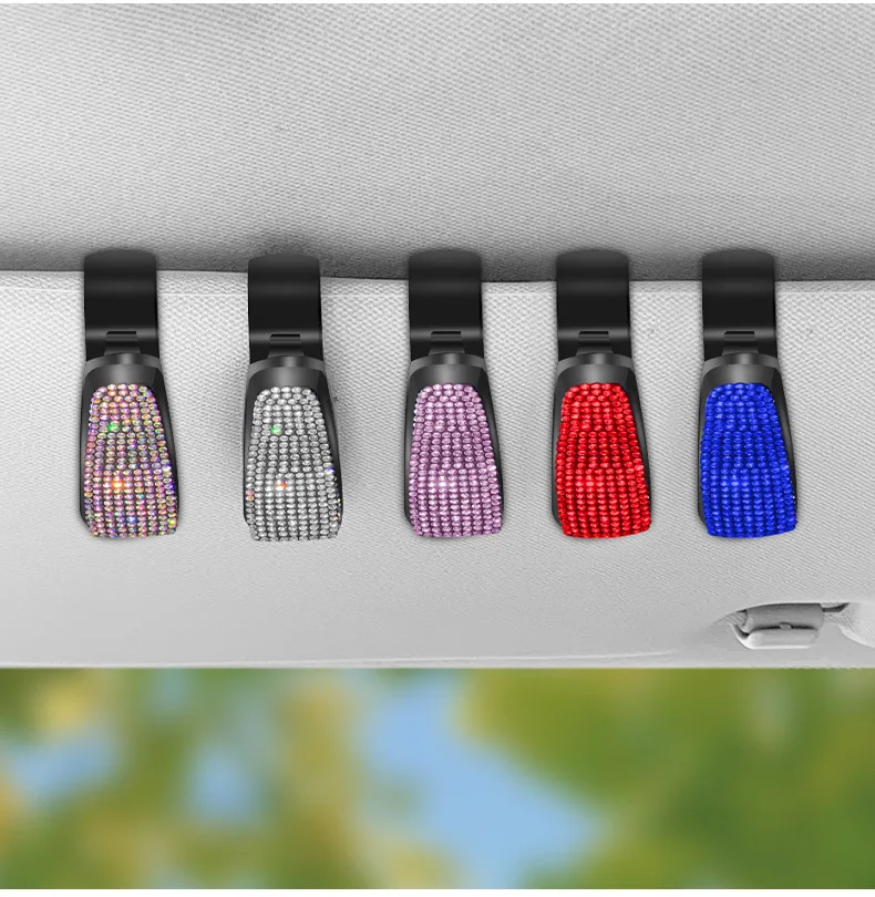 2 in 1 Car Glasses Case Universal Auto Sun Visor Sunglasses Holder Card Stand Multicolor Glasses Clip Car Accessories Interior