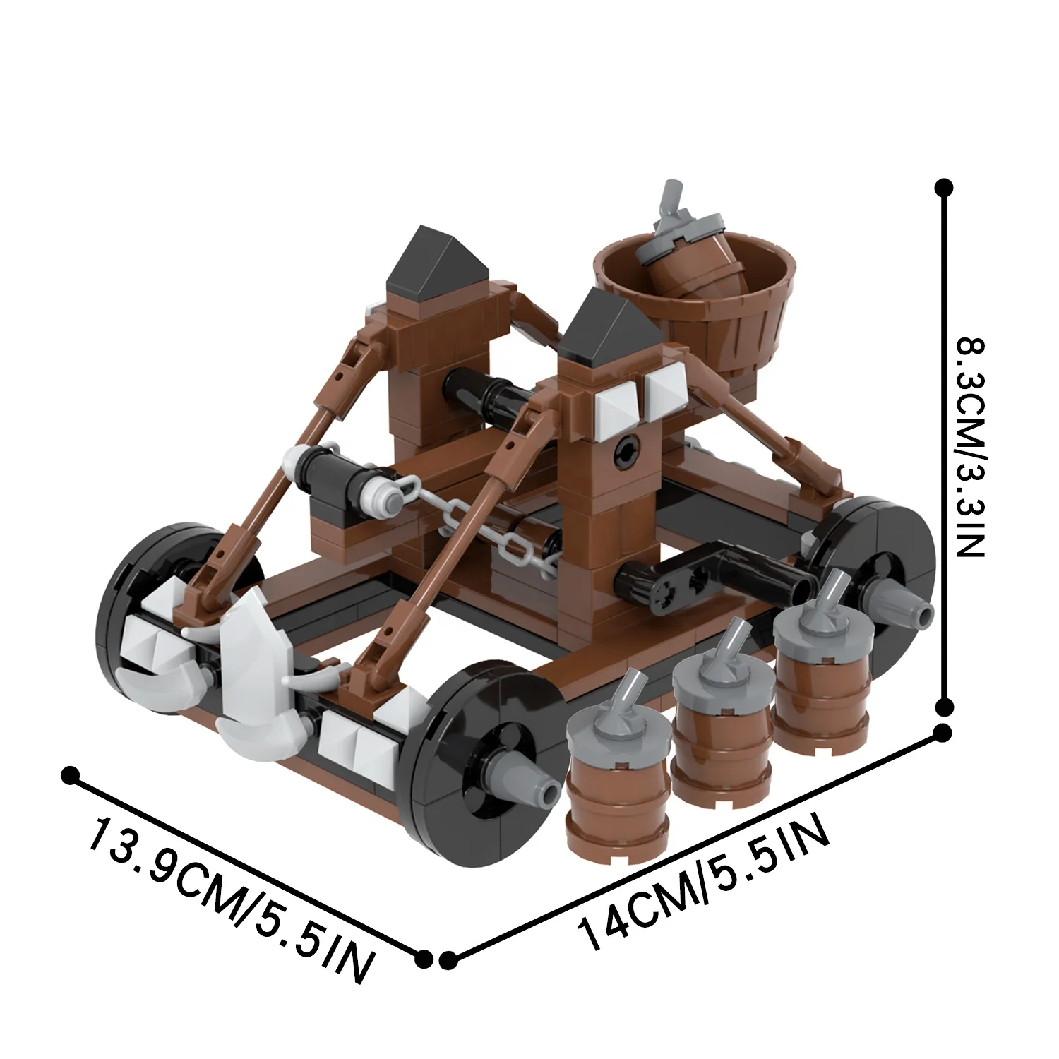 188Pcs Building Block MOC5067 WW2 set An Explosive Barrel Catapult Armament Depot Atrack rmsn for Military Project