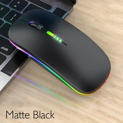 LED Rechargeable Slim Silent Mouse 2.4G Portable USB Optical Office Wireless Mouse