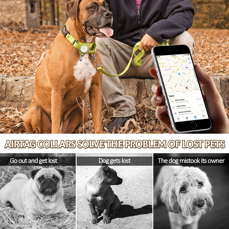 Wholesale reflective nylon silicone waterproof air tag airtag pet cat dog collar holder