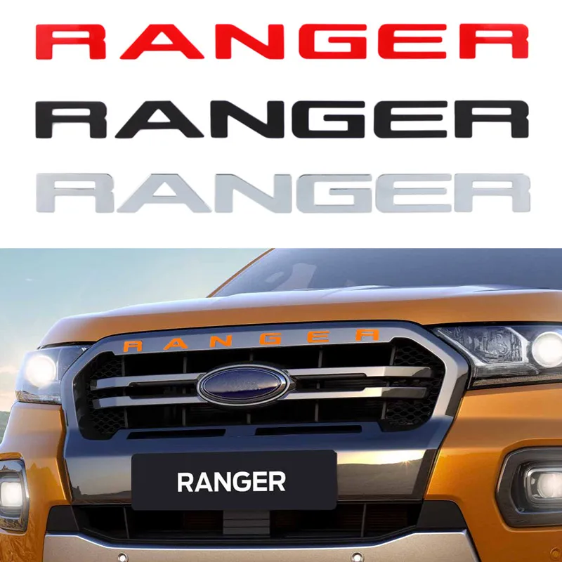  Логотип решетки радиатора буква для Ford Ranger Grills RANGER 3D эмблема оригинальный размер наклейка из АБС-пластика с клеем хромированный стиль 6