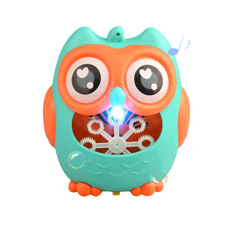 New Arrival electric Cartoon owl bubble maker Automatic bubble blower machine toys for summer with lighting music