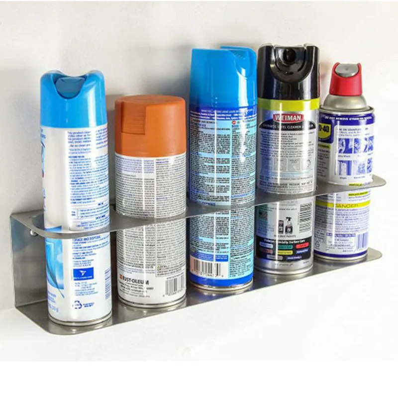 Five Cans Wall Mounted Aerosol Spray Can Holder Rack Organizer For Garage