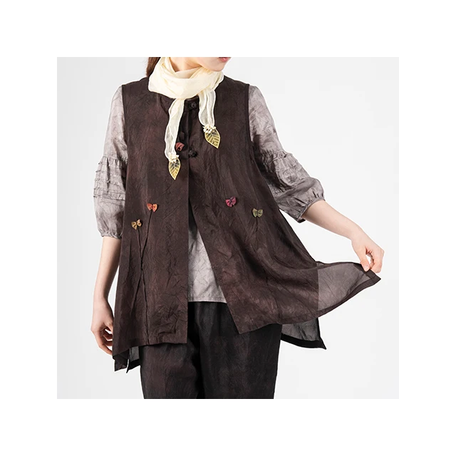 [SUM&SIM] Export Supplies Waist Sheer Blouse Ladies Wholesale Certified Price Print Butterfly Rayon Vest(blue,brown, rainbow)