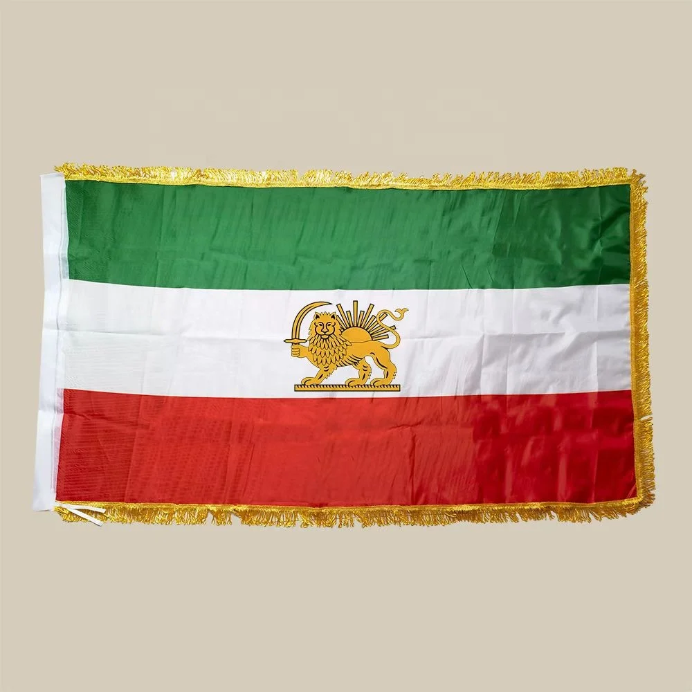 Wholesale 3*5 ft Custom Old Iran Flag Iranian Flag Golden SIde sertin Polyester No Fade Iran Flags