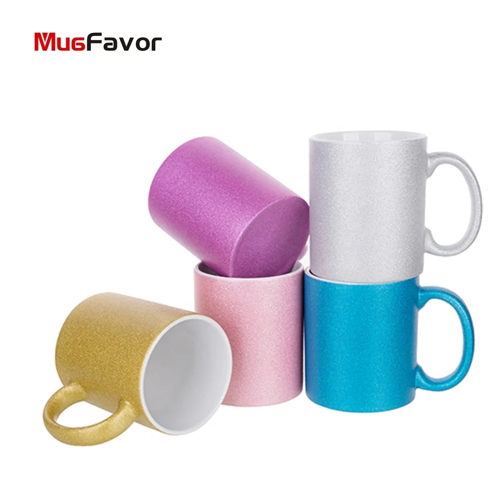 
Wholesale Personalized 11oz Glitter Ceramic Coffee Mug Sublimation Customized Blank Cup For Printing Great Gift Mug (MSG11) 
