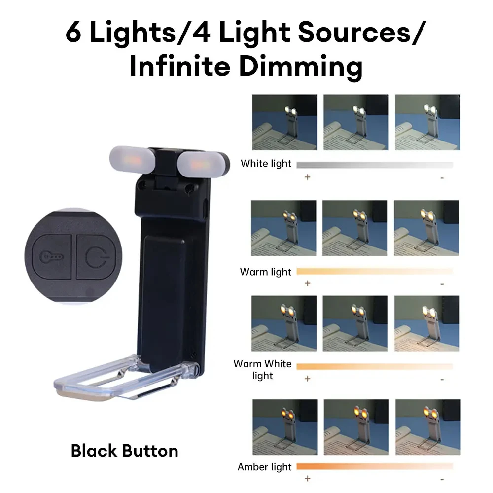 USB Rechargeable Mini LED Reading Lamp Portable Book Light Clip Foldable Design Modern Style Small Home Bedroom Living Room Use