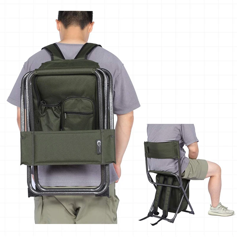 Portable and easy to store folding camping chair with cooler bag easy to set up and fold can be stored almost anywhere