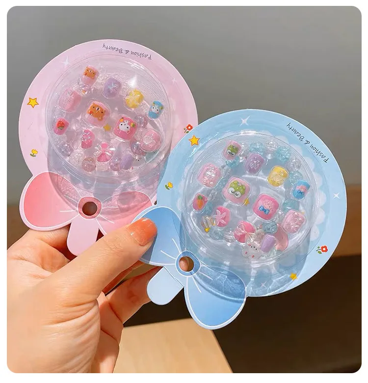 12 Pcs Press on Nail Full Cover Artificial Children Nails Lovely Gift for Children Little Girls Kids False Nail
