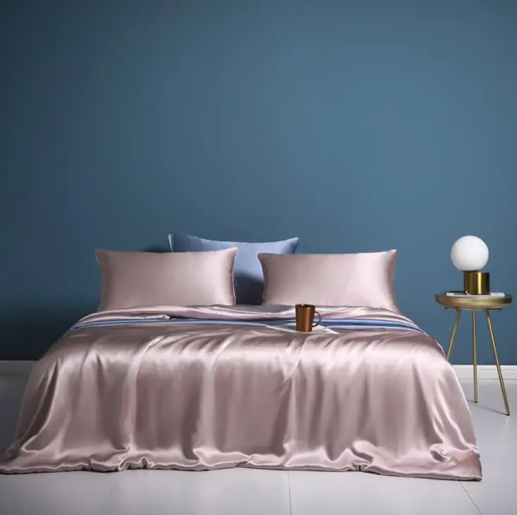 
wholesale price oem soild color spink mulberry 100 silk bed covers bedding sets 