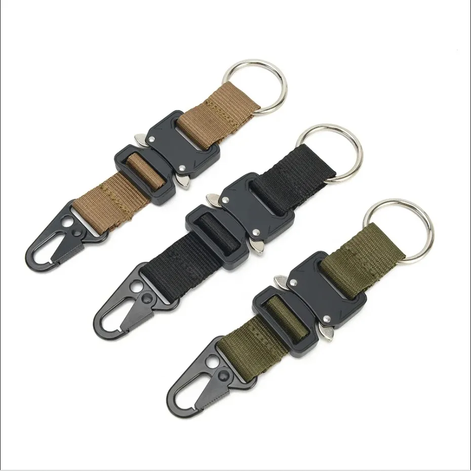 Outdoor Camping Hiking Olecranon Hook Carabiner Key Chain Tactical Nylon Webbing Metal Cobra Buckle  Quick Release Metal Buckle