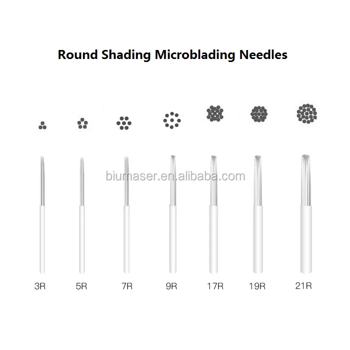 Sterilized Microblading Needles Semi Permanent Makeup Microblading Round Eyebrow Shading Needle Eyebrow Tattoo, Hair Stroke
