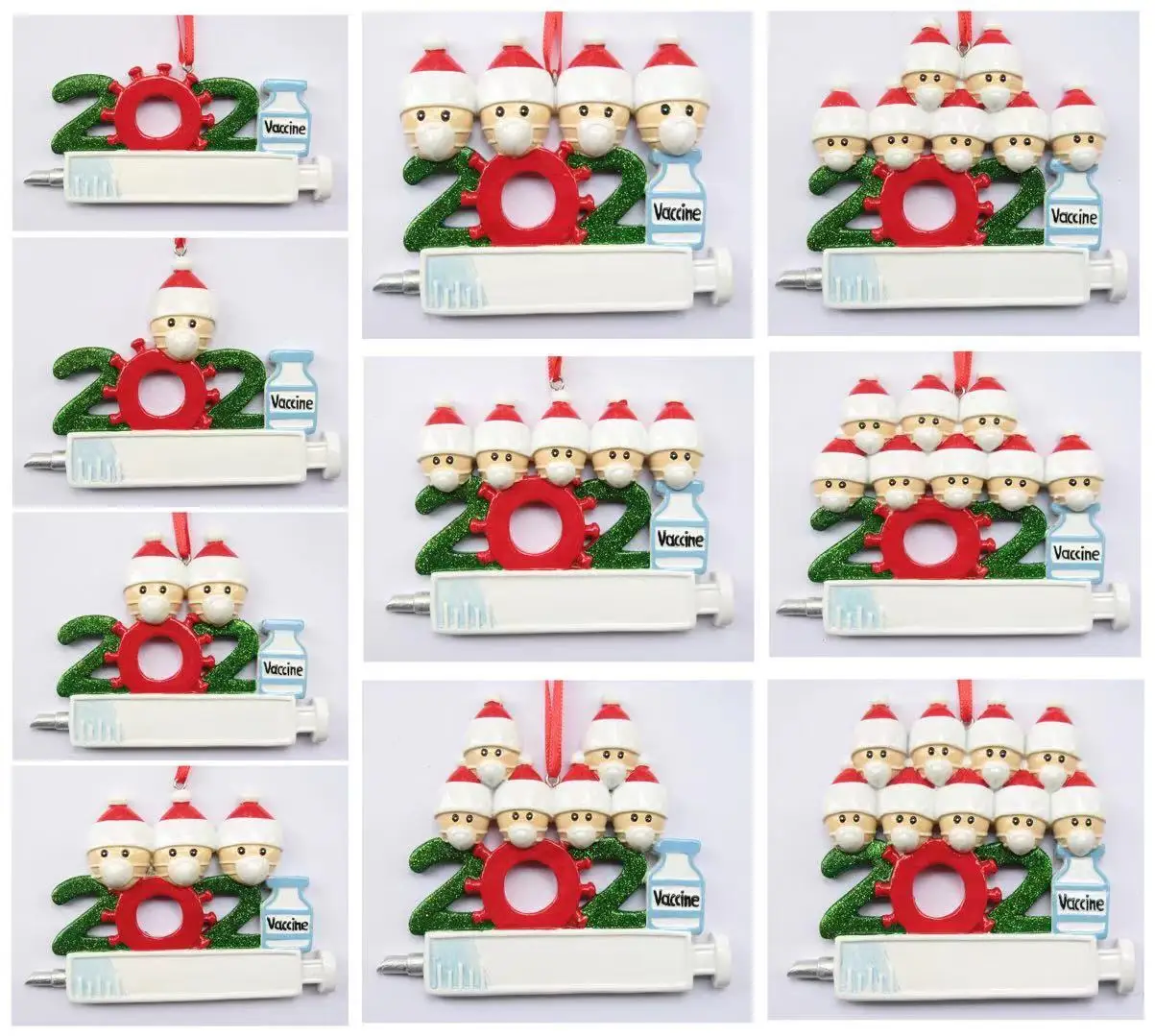 Survived Family Ornament Xmas Tree Ornaments 2021 Holiday Decorations DIY Name Personalized Tree Christmas Glitter Ornament