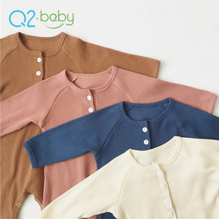  Q2-baby оптовая продажа из мягкой ткани с длинным рукавом и рисунком спортивный костюм для малышей младенцев детские комбинезоны