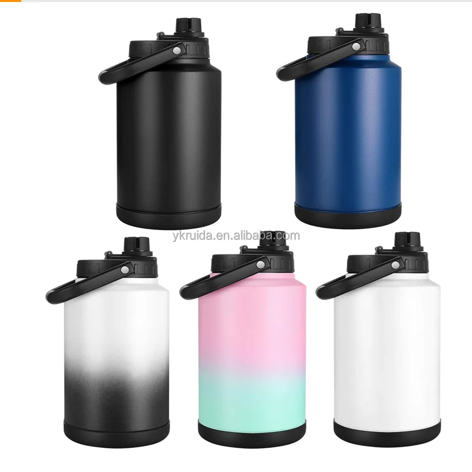 wholesale 1 gallon sport water bottle stainless steel double wall vacuum insulation 1/2 gallon jar jug with leak proof lid