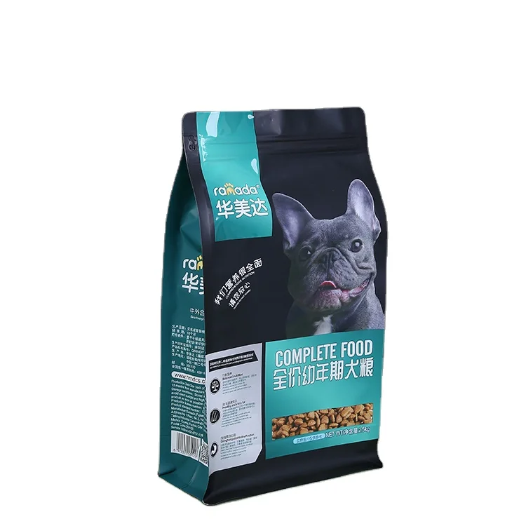 4kg 5l 8 side seal 100% food grade custom blank beef jerky chicken cat puppy dog pet food stand up vertical bag online with zip