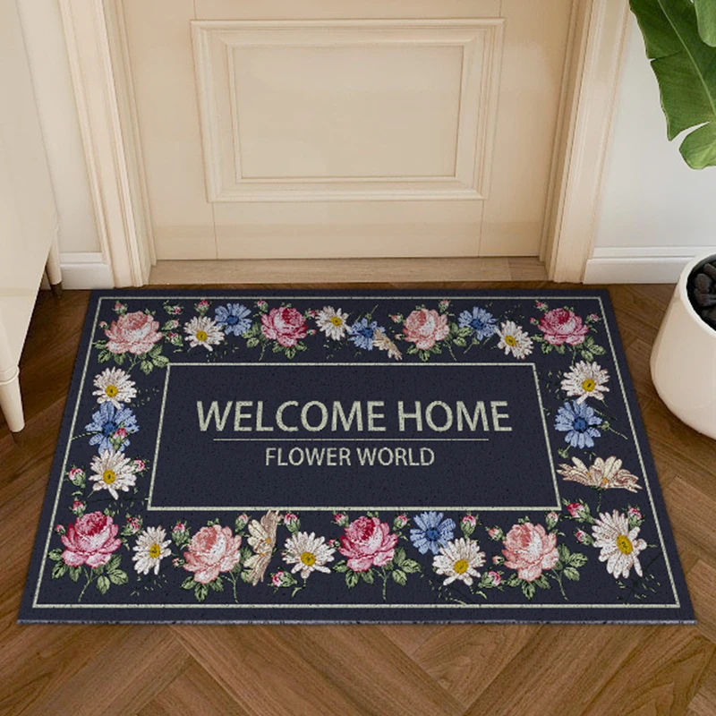 Нескользящий коврик для входной двери, нескользящий ковер с цветочным рисунком, для сбора пыли и открывания входной двери, для прихожей и ванной