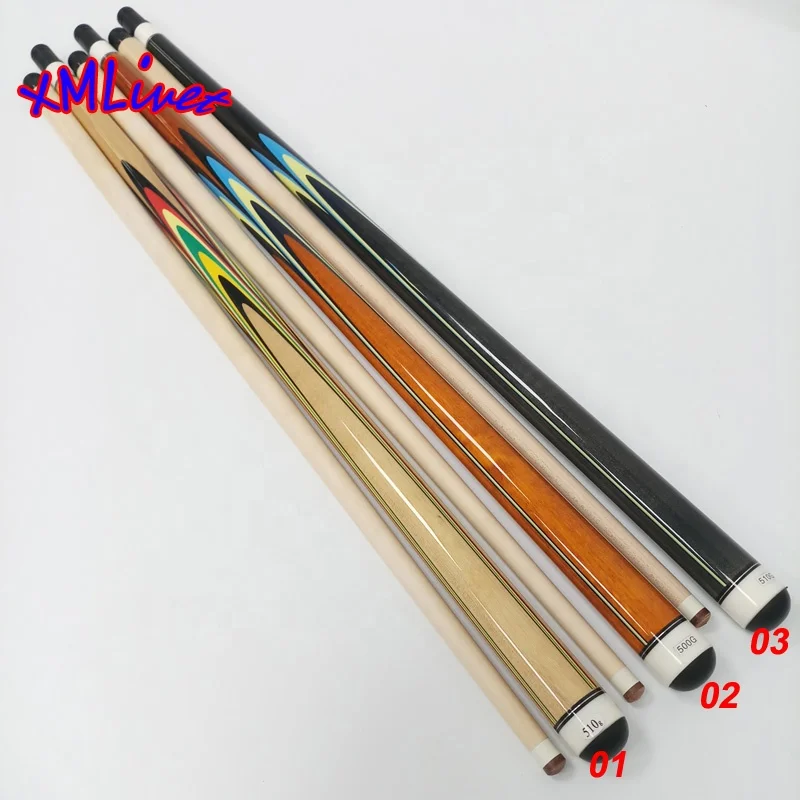 xmlivet korea style Pool Carom cues colorful decal 12mm carom billiards cues in radial pin joint maple wood cues