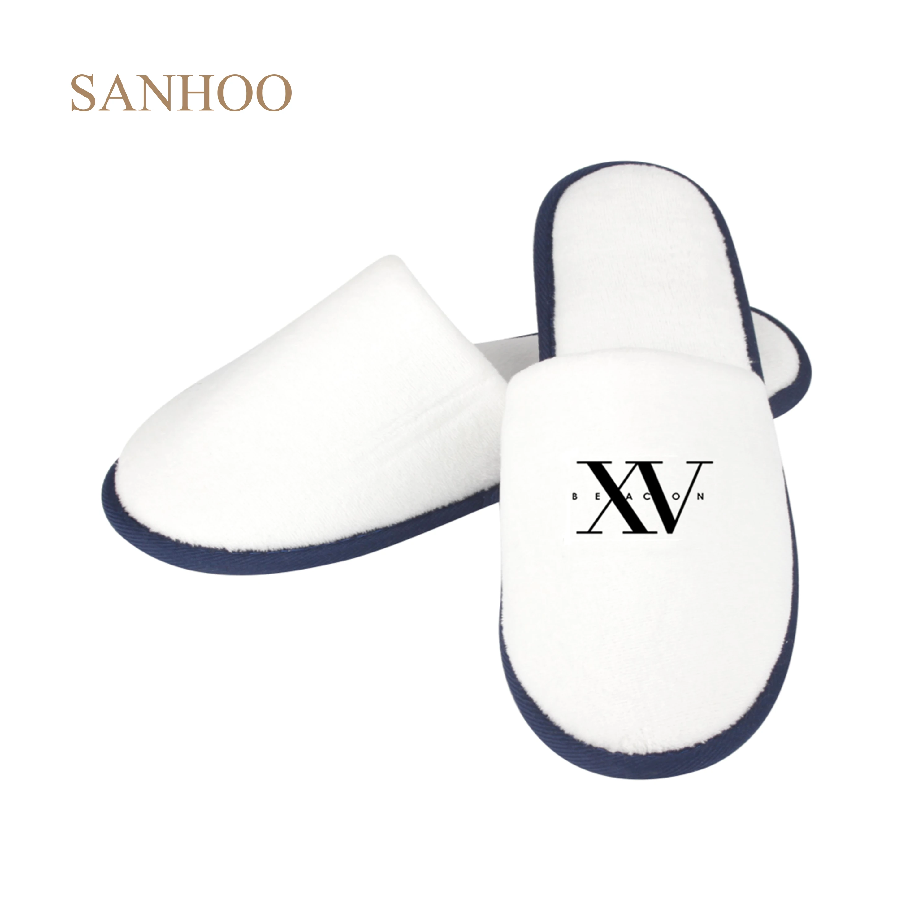 SANHOO Luxury Hotel Disposable Slippers Anti-slip Super Soft Embroidery Logo Slippers Unisex Hotel Slippers