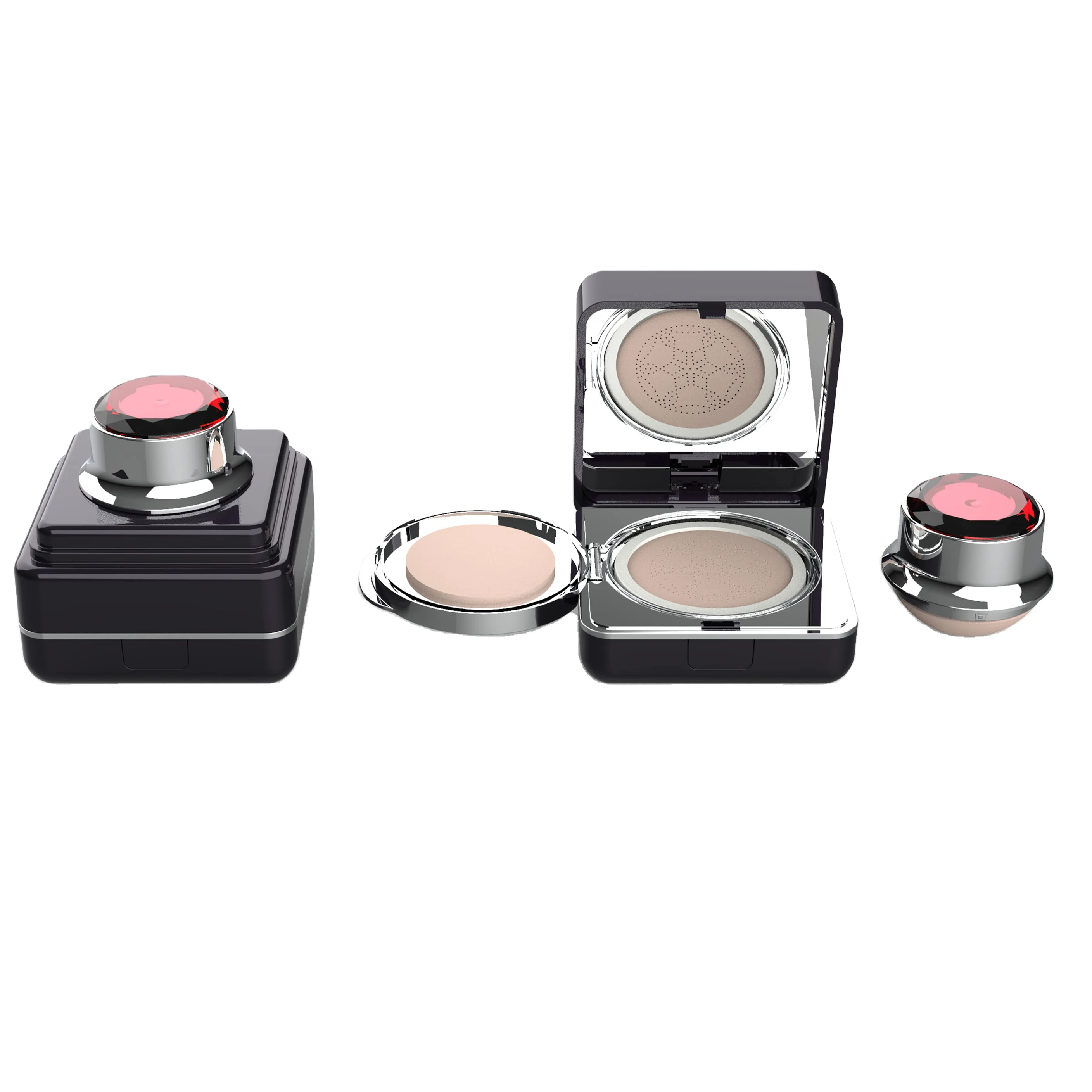 
New 2021 luxury Air cushion powder case empty compact powder case with mirror makeup Powder container packaging replaceable 