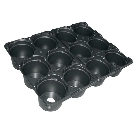 PS material black plastic pot carry tray 12 holes (1600263195738)