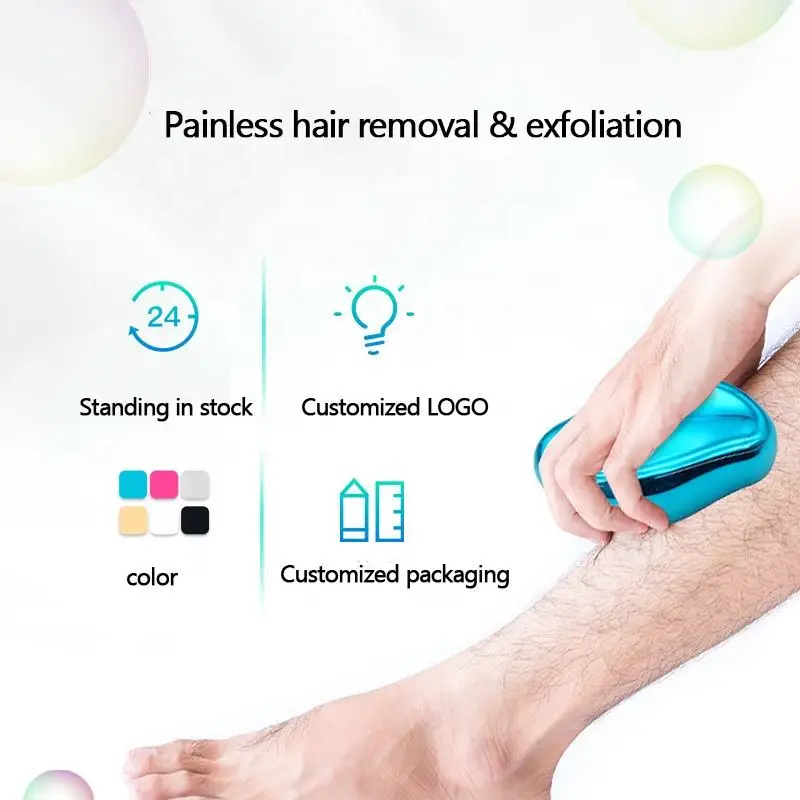Эпилятор для удаления волос со стеклянным ластиком, эпилятор, Экологически чистая бритва, бесплатный образец, безболезненный, Кристальный, с пользовательским логотипом, Водонепроницаемый Abs + стекло