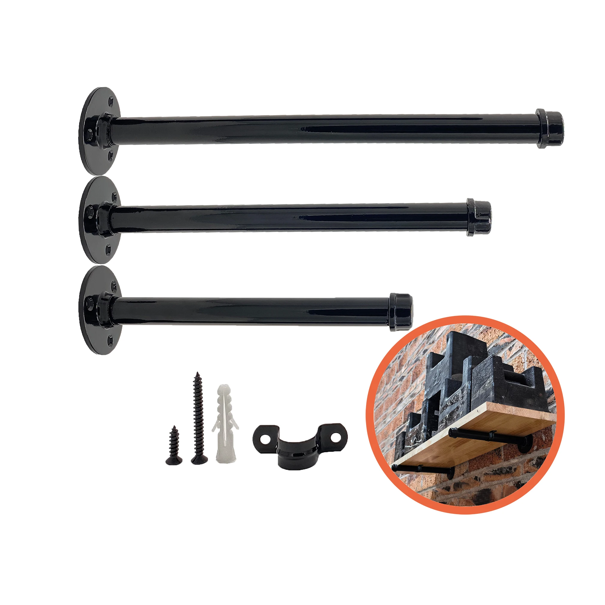 Rustic Pipe Floating Shelf Bracket Iron Decorative Shelving Brackets Hanging Shelf Supports for Home Decor Bathroom