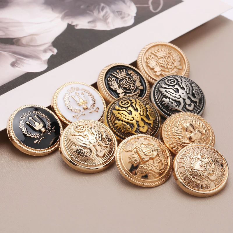 Vintage button Lion Head logo custom metal press snap button garment accessories for clothing