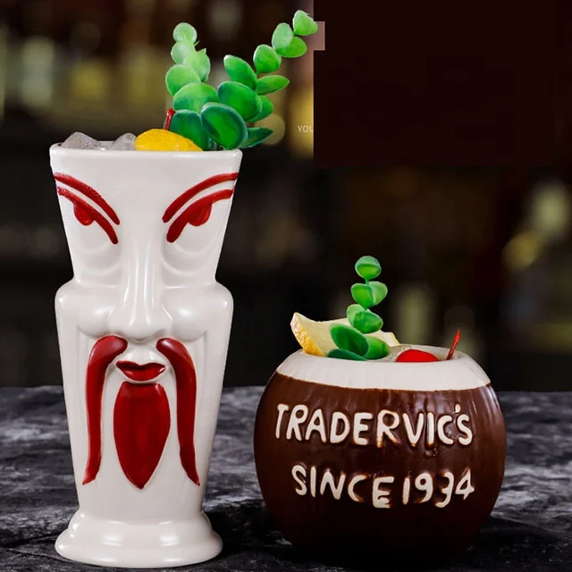 Creative Wine Sippy Cup Unique Hawaii Hand Made Ceramic Cups Bar Tiki Mug Cocktail