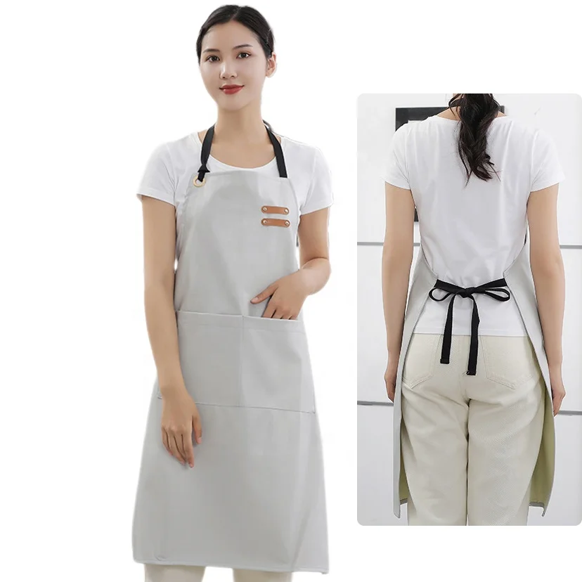 Custom Fashion Waterproof Coffee Bar Barista Full Bib Apron with Webbing Strap