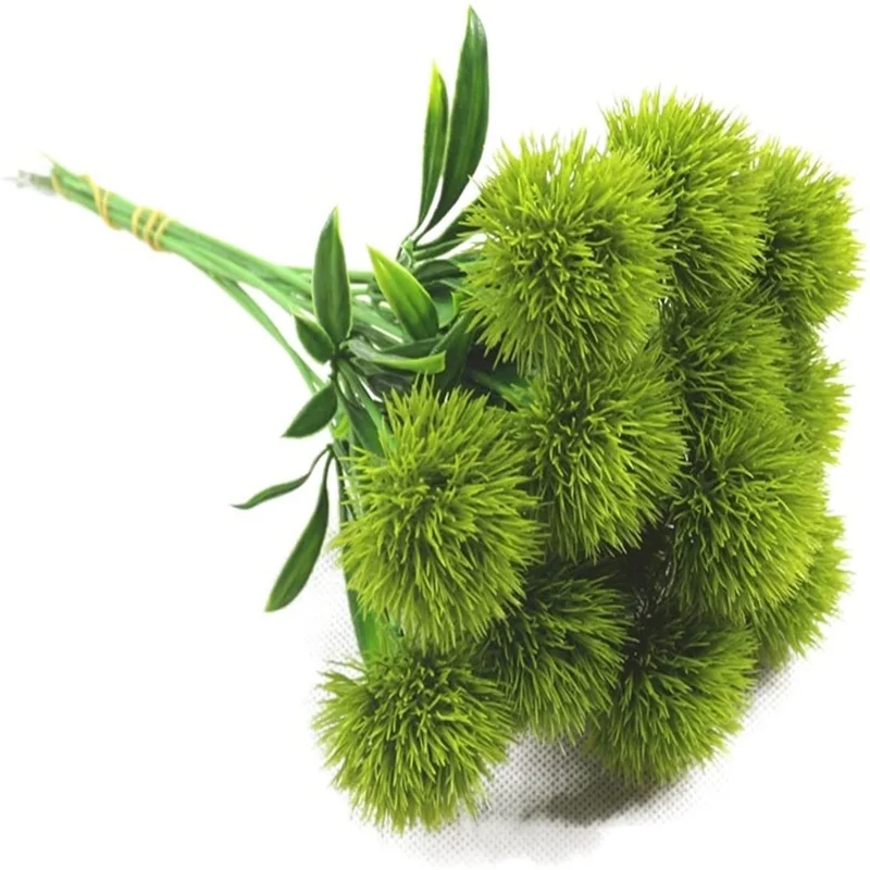 1/5/10Pcs Green Dandelion Artificial Flowers Real 26cm Plastic Fake Flowers Plants For Home Room Decor Party Wedding Decor