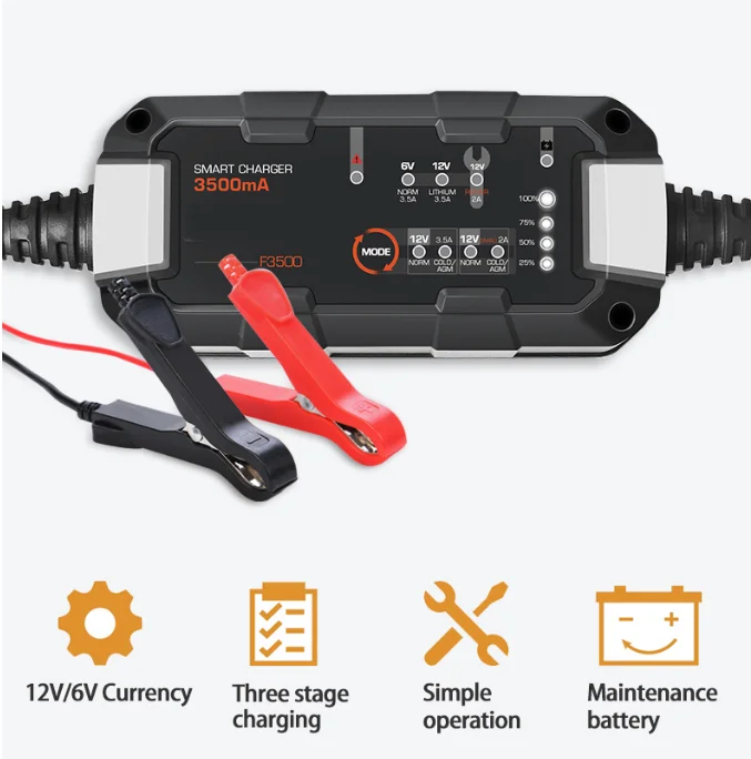 
6v12V Car Battery Charger 3500mA Intelligent lead acid Battery Charger lithium automatic battery charger 