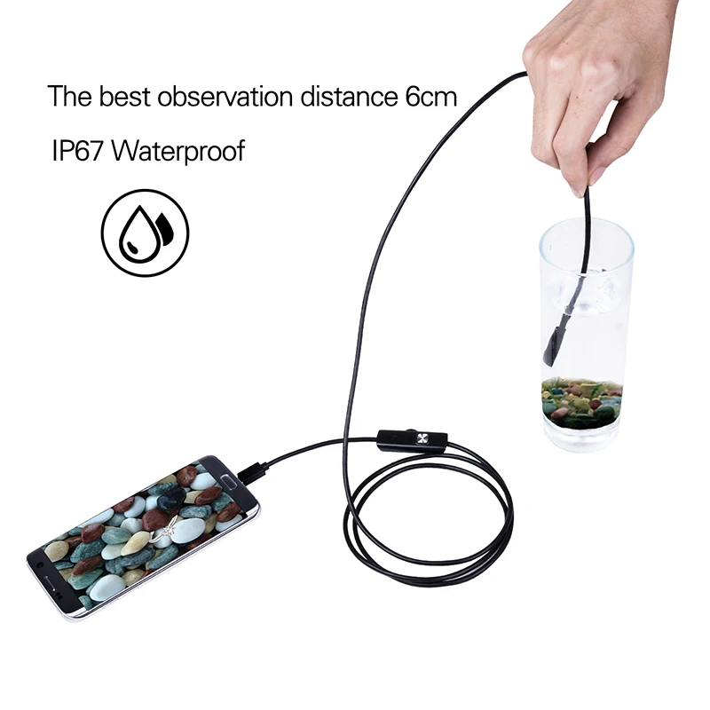7mm 720P IP67 Waterproof Industrial Endoscope Camera Night Vision Flexible Borescope Rigid Camera For Android OTG USB