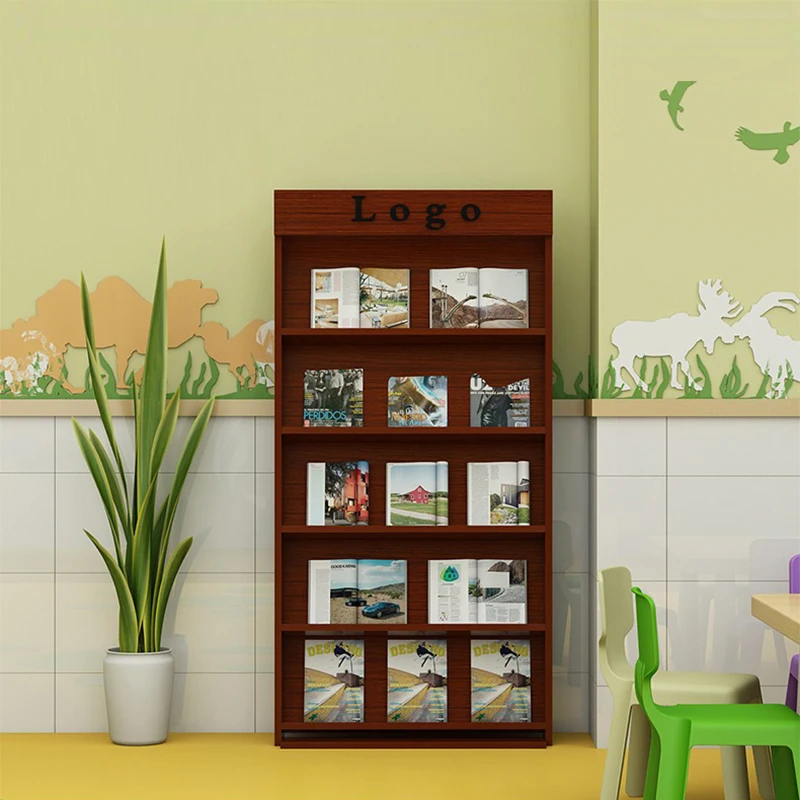 Floor type magazine and newspaper rack 3 layers drawing display office information folder
