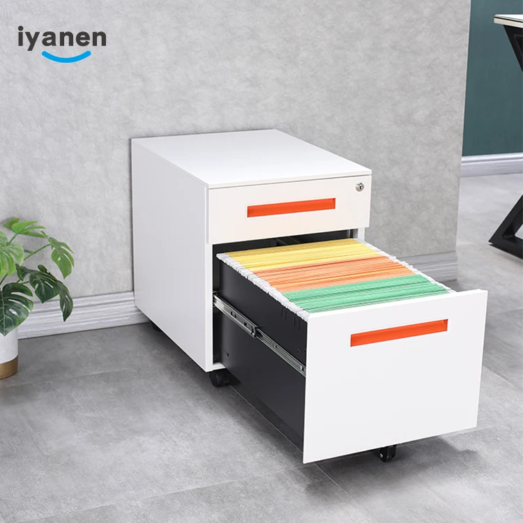 Wholesales modern RAL 7037 side open storage cabinet small 2 drawers steel mobile pedestal storage metal file drawer cabinet