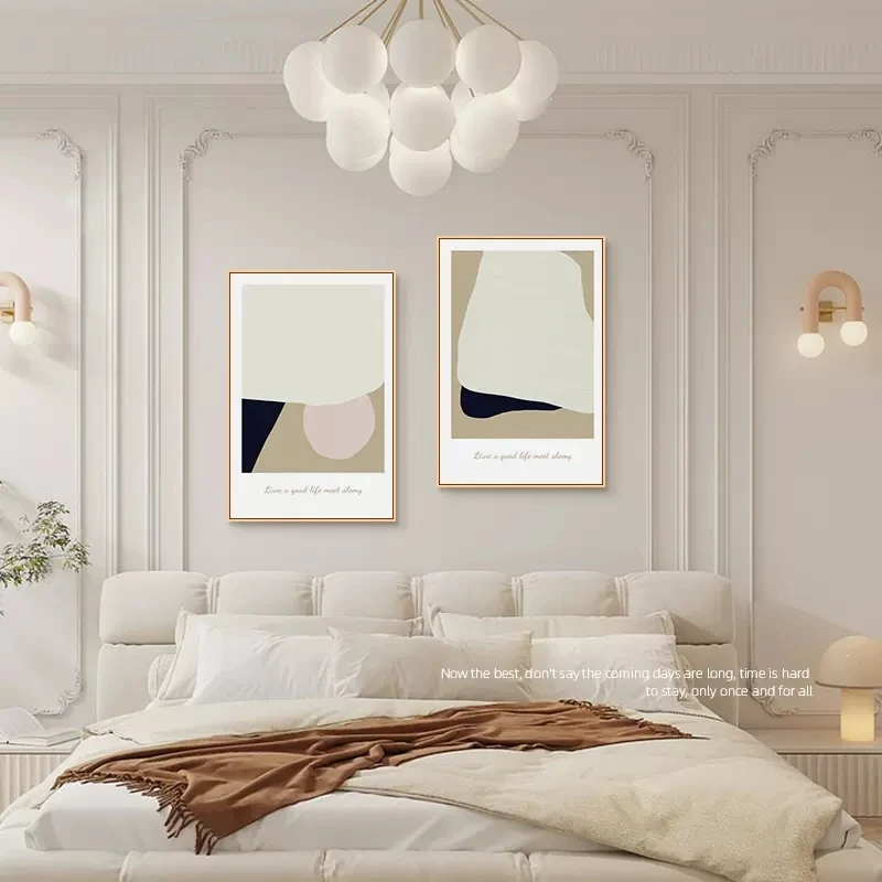 Home Decor Geometric Morandi Poster Abstract Framed Wall Art Big Canvas Painting