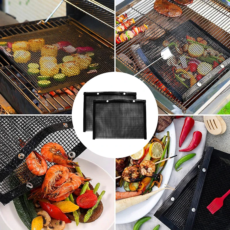 Mesh Grill Bags for Outdoor Grill  100% Non-Stick Easy to Clean Reusable Heavy Duty BBQ Grill Accessories