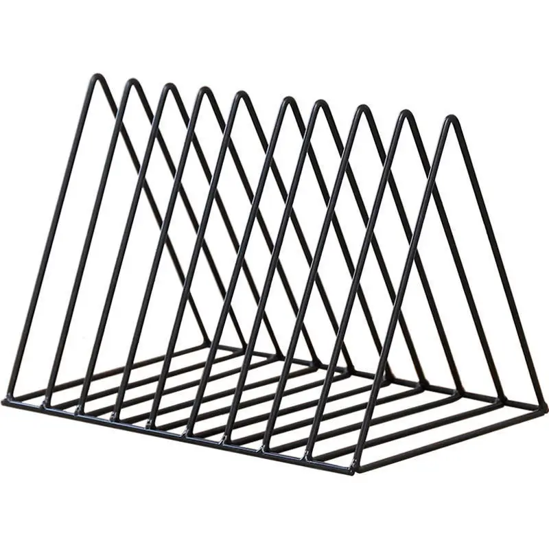 Portable Storage Rack for File Magazine Book 7 Slot Metal Racks Triangle Holder Organizer for Office Home Storage Shelf