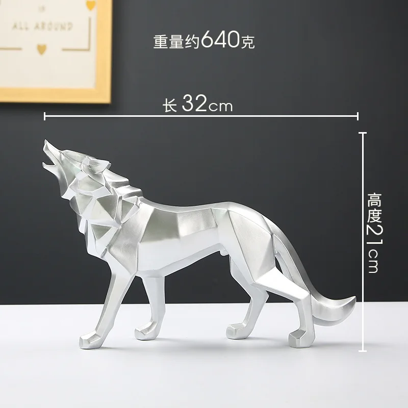 Nordic creative resin crafts animal geometry Wolf ornaments home living room office desktop decoration gifts