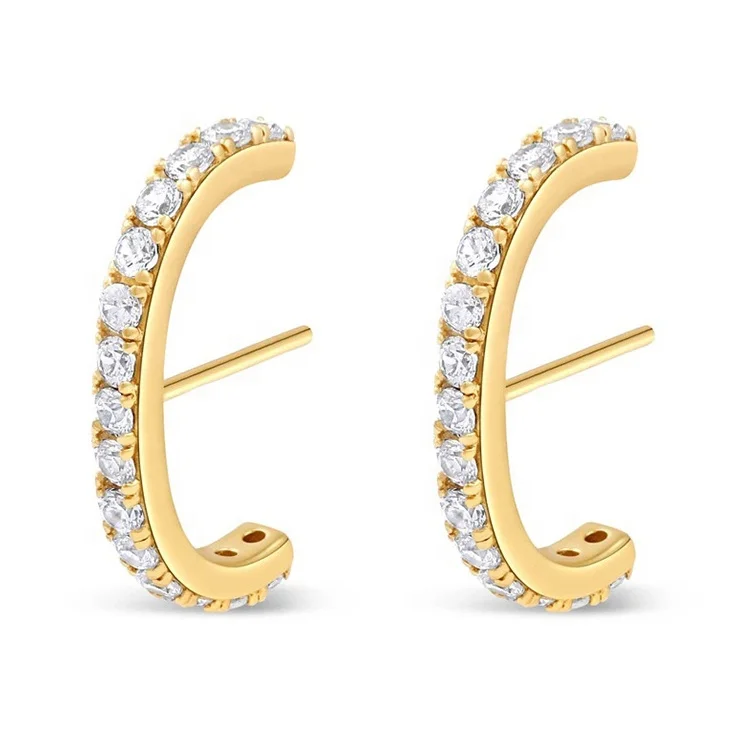 Gemnel bridal jewelry findings women 925 silver gold plated cubic zirconia hook stud earrings