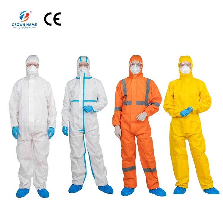 Free sample Wholesale CE medical type 5/6 non woven protection coveralls light disposable safety coverall hazmat ppe suit