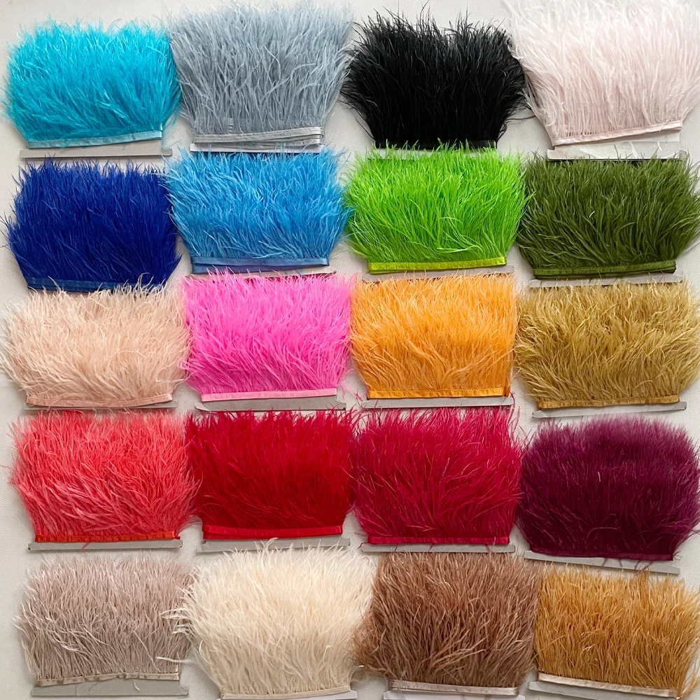 Decorative Ribbon Plumes Wholesale Natural long Various Colors Cheap Dyed Ostrich Feather Fringe Trim