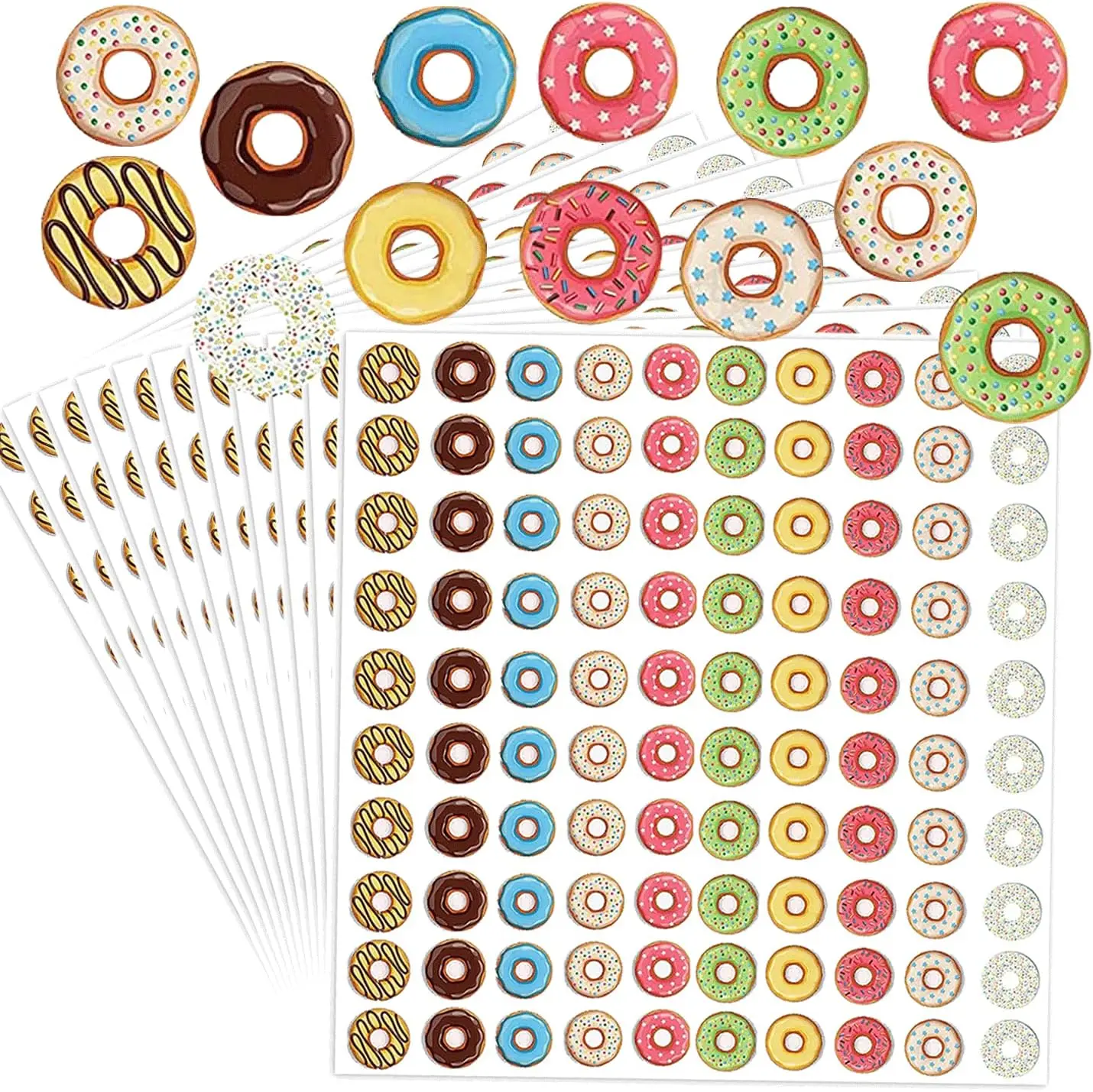 Loose-Leaf Paper Hole Reinforcement Stickers Assorted Donut Designs  Binder Hole Reinforcements Labels for Hole-Punched Pages