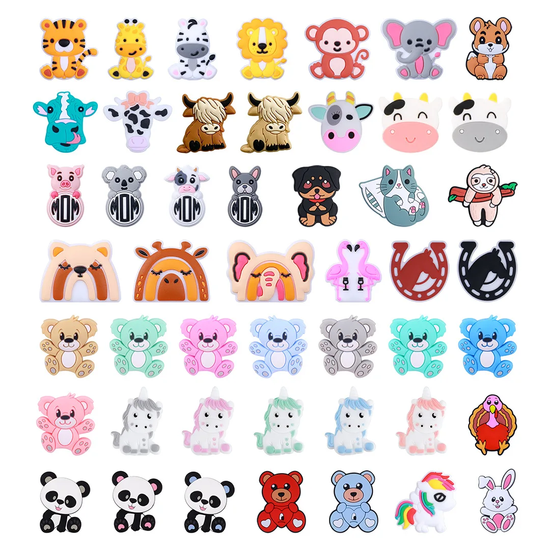 wholesale custom support silicone rich designs shapes focal bead food standard for keychain pen jewelry etc.