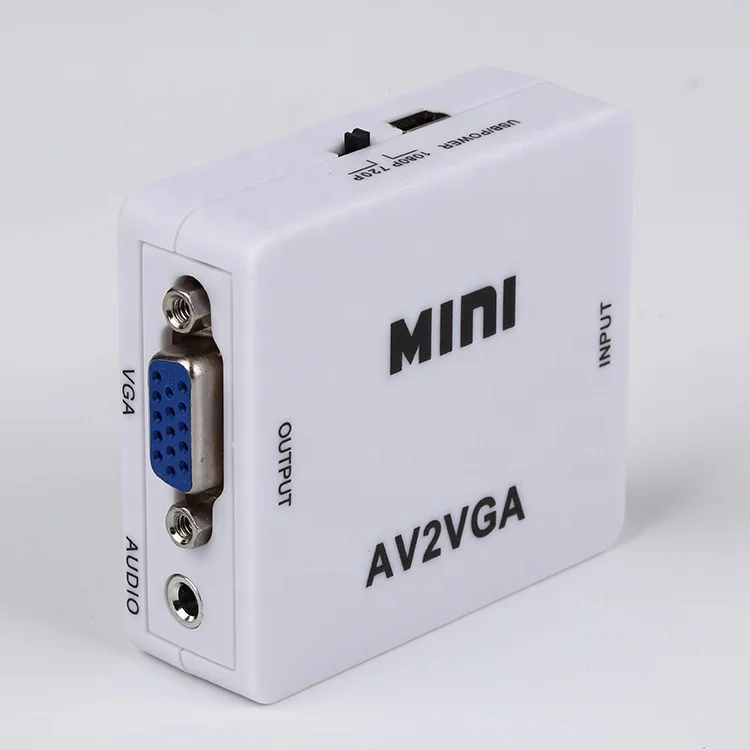 OEM Factory Price  Mini VGA 2AV Video Converter 1080p Adapter VGA To RCA/AV PC To TV