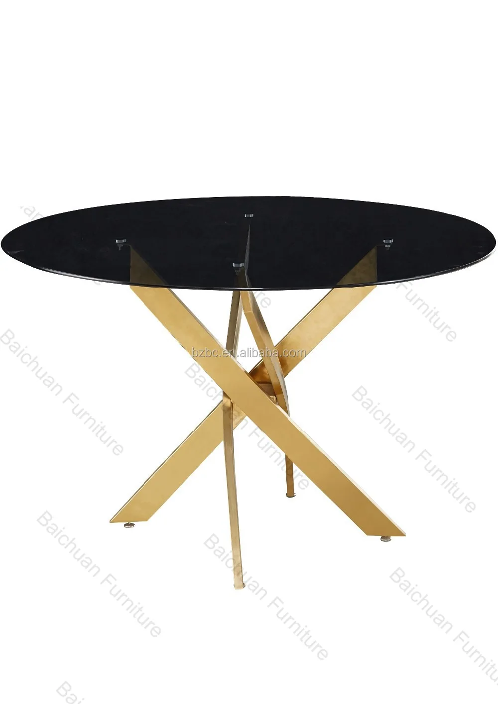 2024 new model golden and silver color  round table stainless steel coffee table living room furniture glass top center table