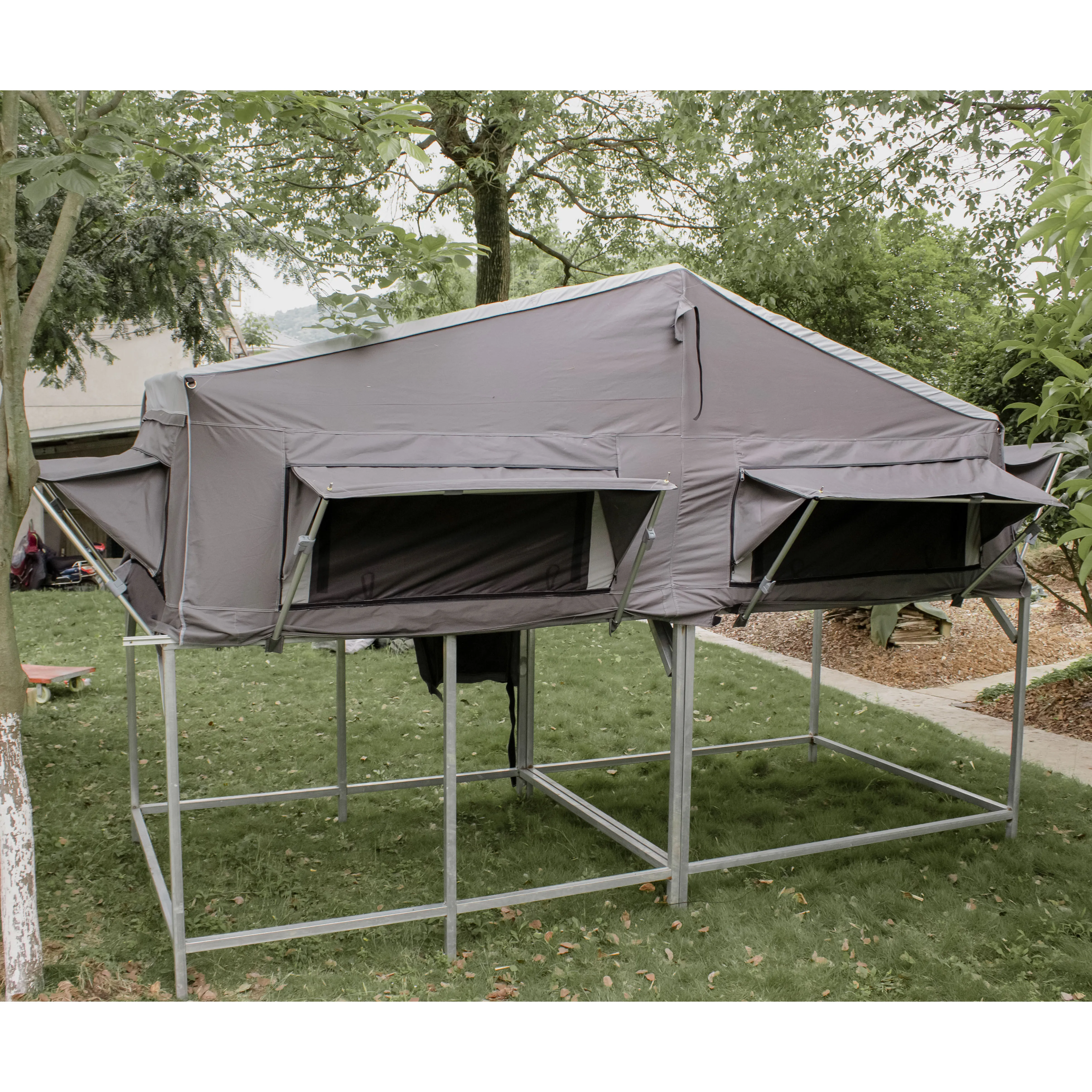 Custom 280gsm cotton canvas luxury tent trailer 3 4 person camper trailer tents camping waterproof outdoor tents