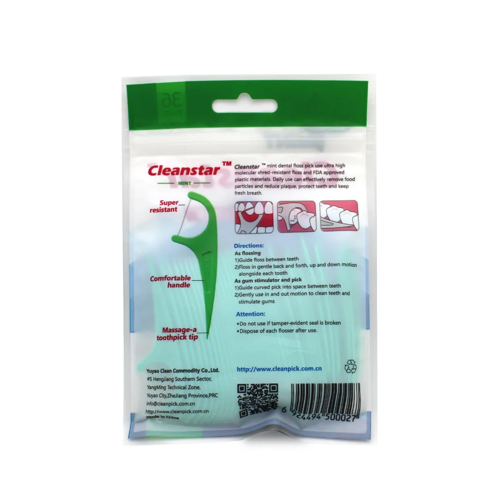 CPA01 Factory Outlet Manualfacturer 36 Picks per Bag  UHMWPE Thread Mint Flavor Dental Floss Pick