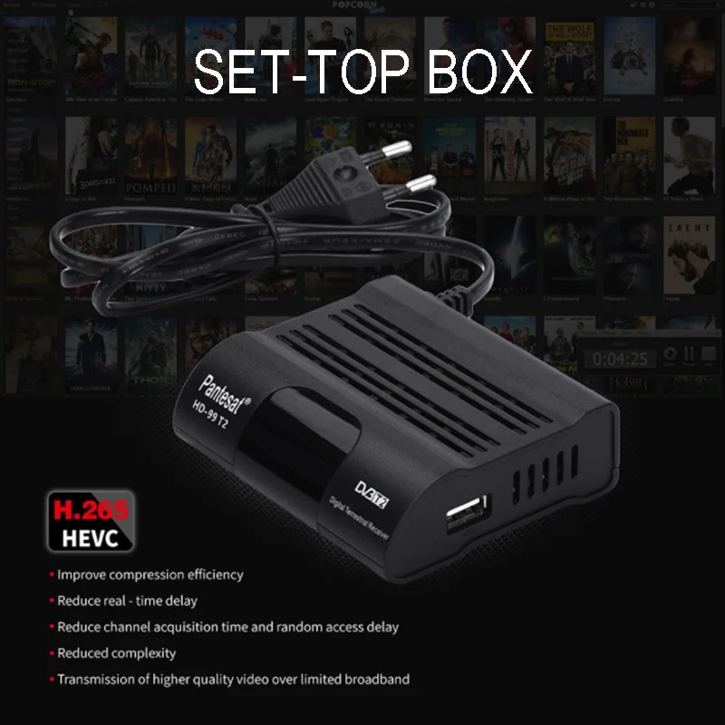 FTA DVB-T2 HEVC 265 ТВ-тюнер Full HD цифровой ТВ-приемник DVB T2 H.265 компьютерной приставки к телевизору DVB-C Wi-Fi приемник Youtube VHF Любительская