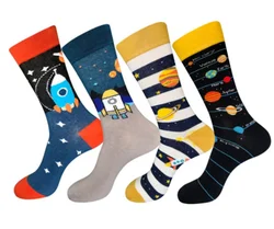 low MOQ cheap multi-style crew all over printed custom logo happy socks for men